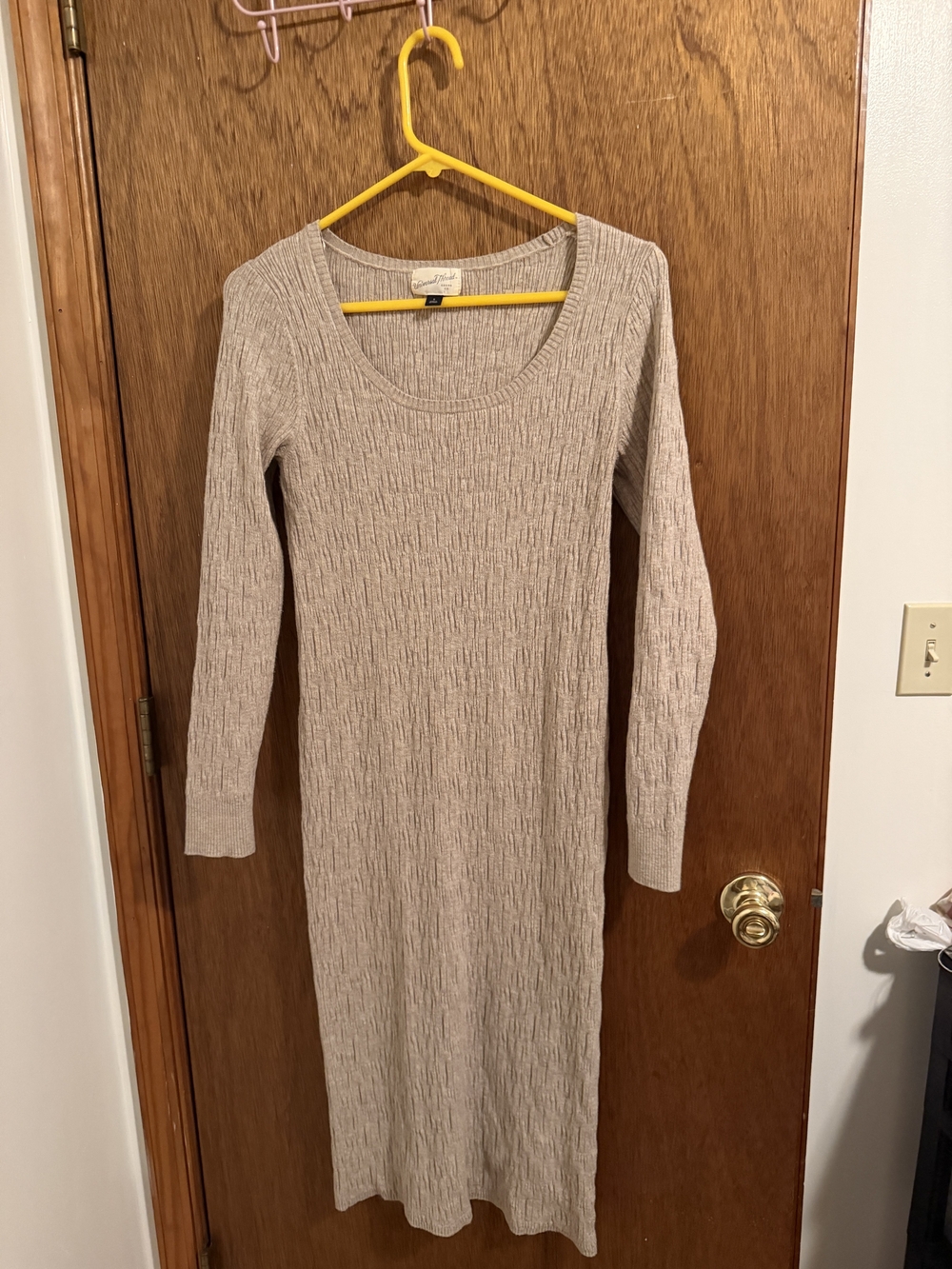 Universal Thread Long Sleeve Ribbed Midi Dress in Taupe